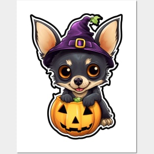 Halloween Chihuahua With Pumpkin Funny Gifts For Halloween Chihuahua Lover Posters and Art